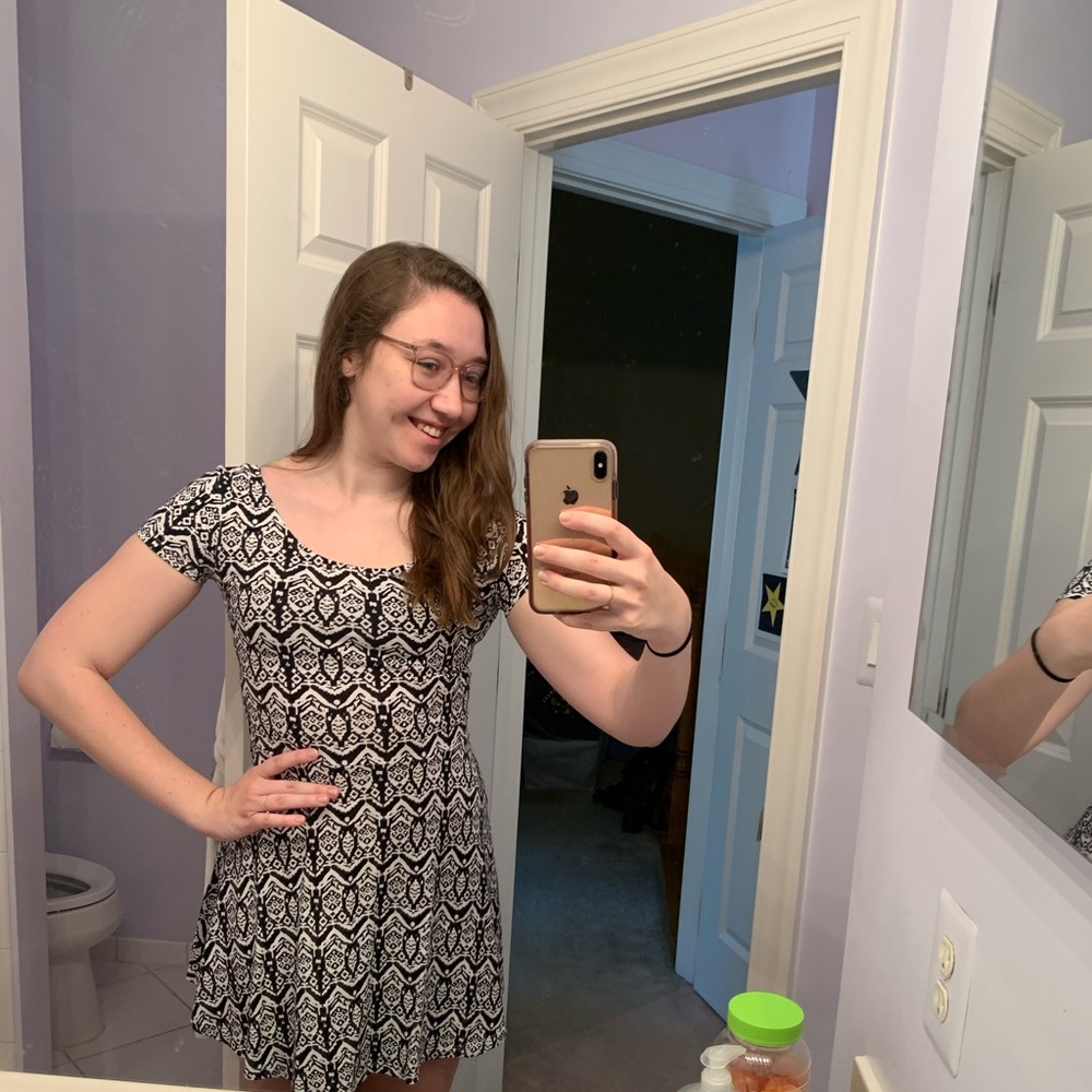 Printed Sfera Casual Black and White Sundress